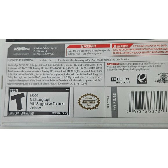 GoldenEye 007 Nintendo Wii Game With Case & Manual 2010 - Picture 5 of 5